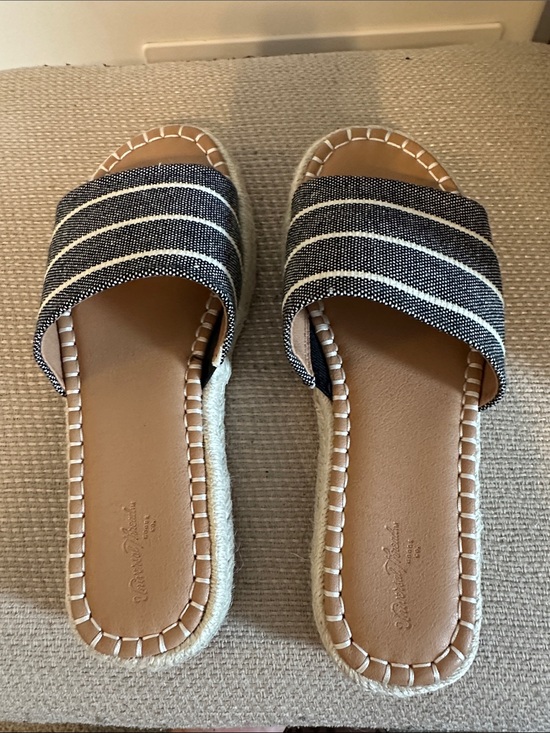 Universal Thread Shoes - Universal Thread Black and Natural Striped Espadrille Mules